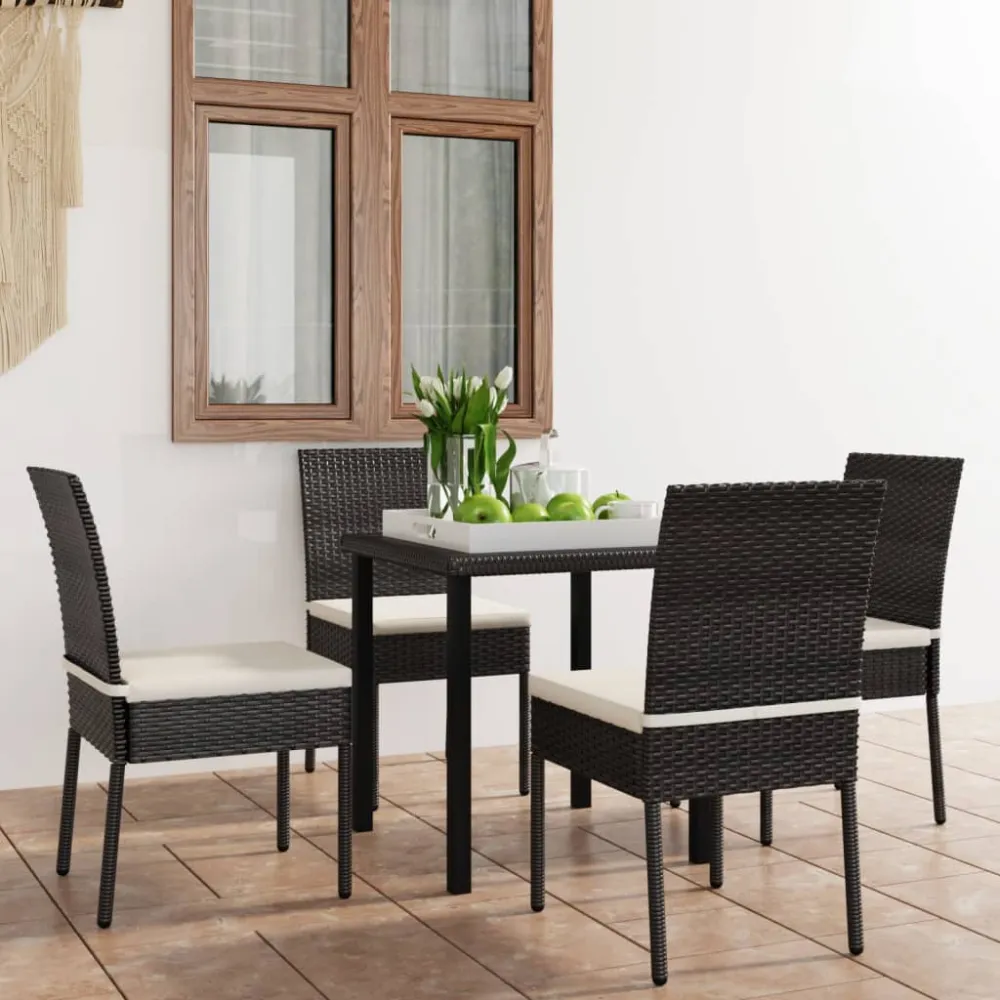5-delige Tuinset poly rattan zwart vidaXL