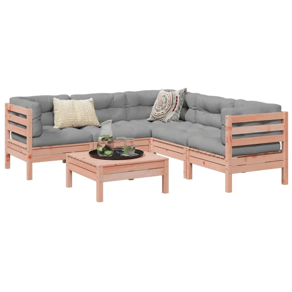 6-delige Loungeset met kussens massief douglas vurenhout vidaXL