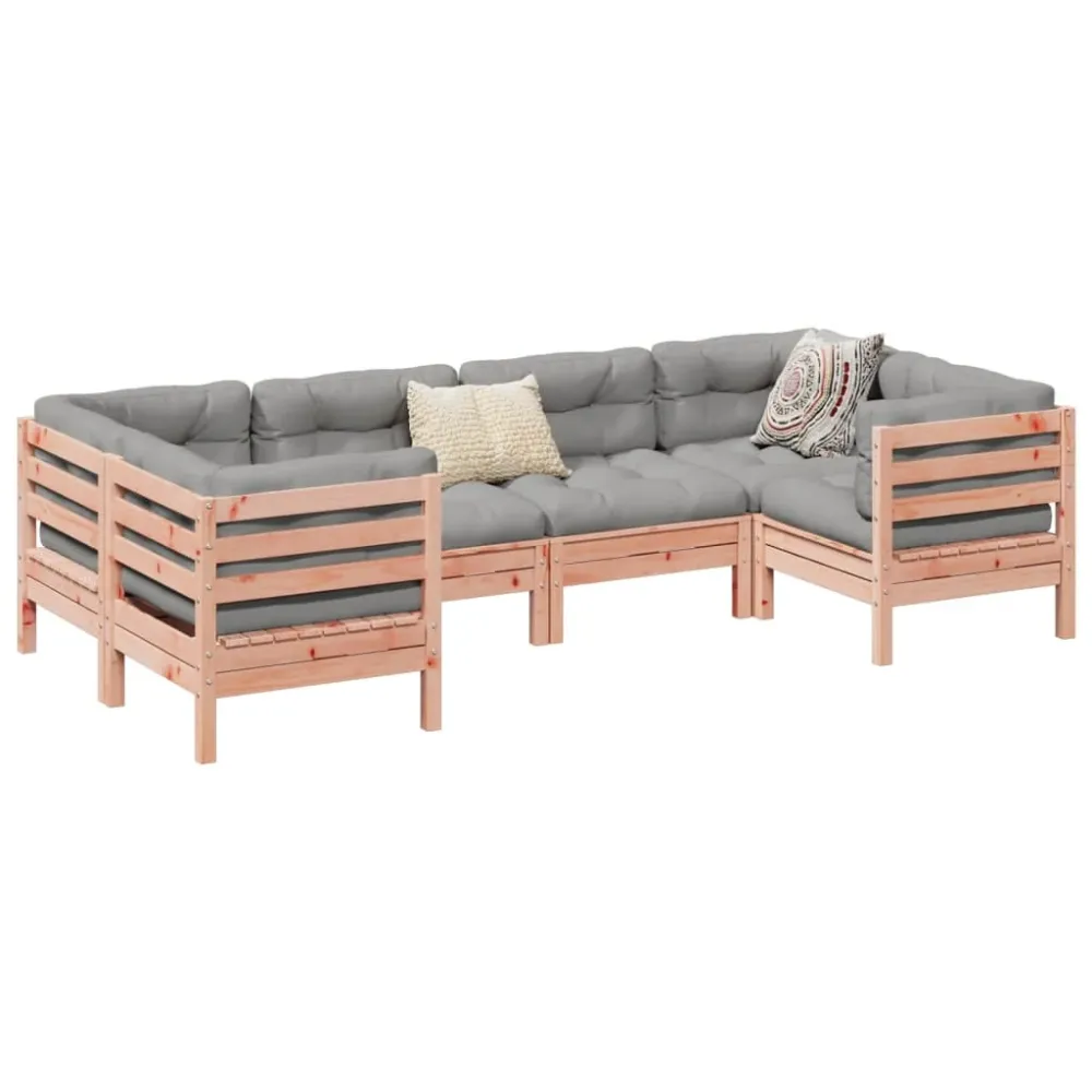 6-delige Loungeset met kussens massief douglas vurenhout vidaXL