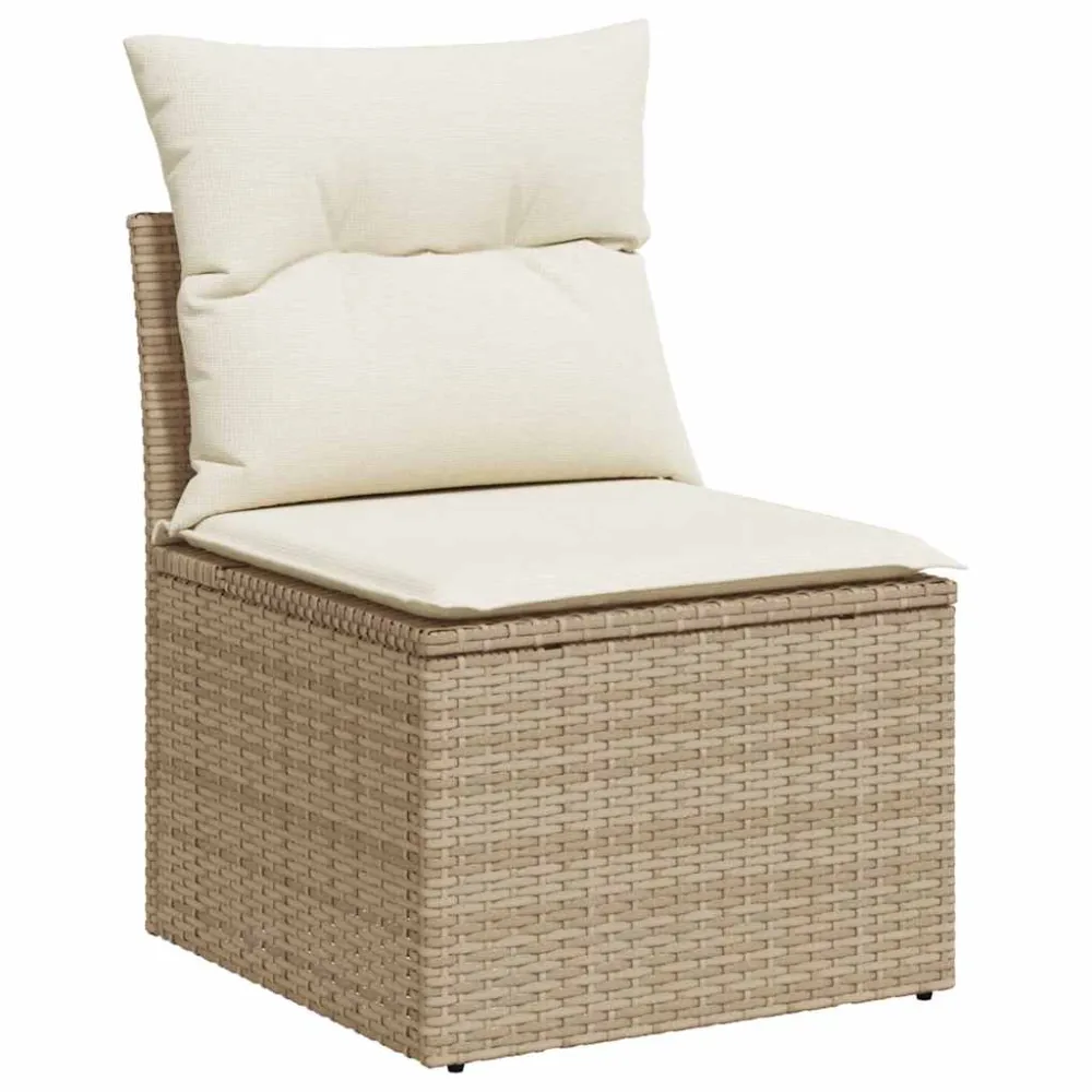 6-delige Loungeset met kussens poly rattan beige vidaXL