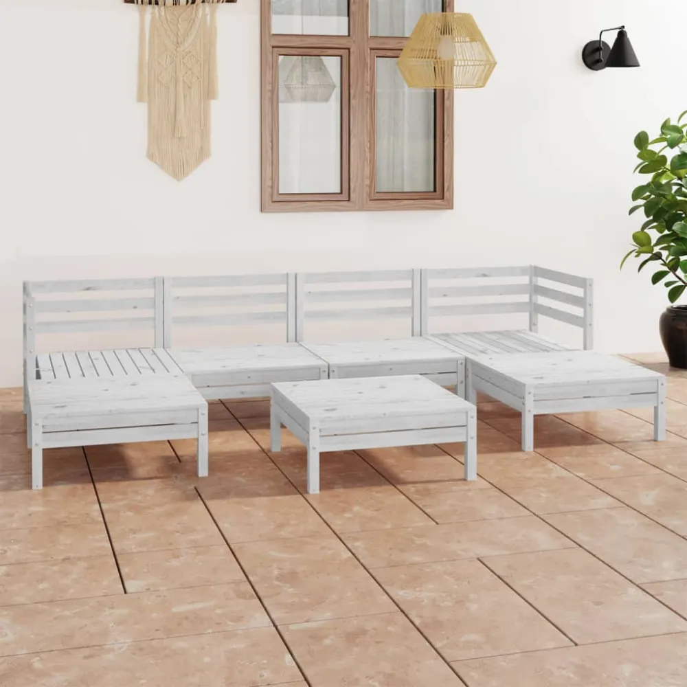 7-delige Loungeset massief grenenhout wit vidaXL