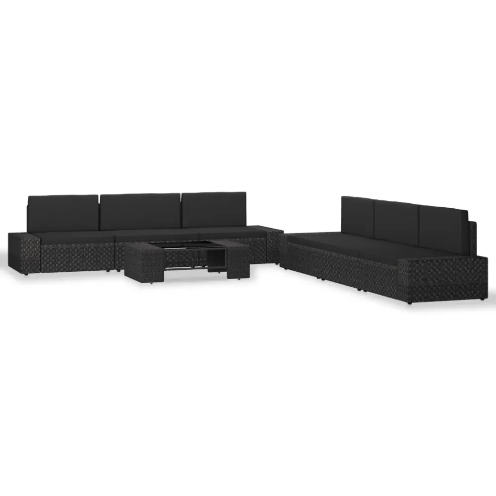 7-delige Loungeset poly rattan zwart vidaXL