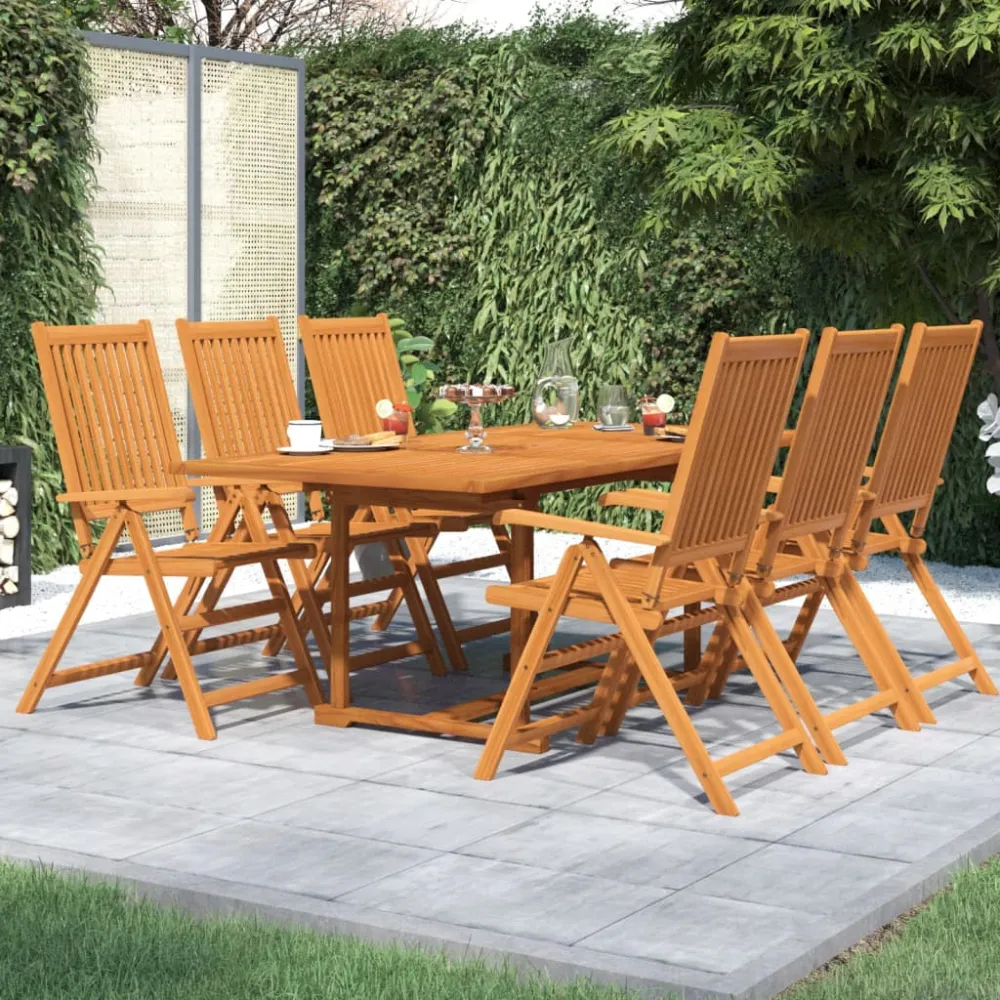 7-delige Tuinset massief acaciahout 150-200 cm vidaXL