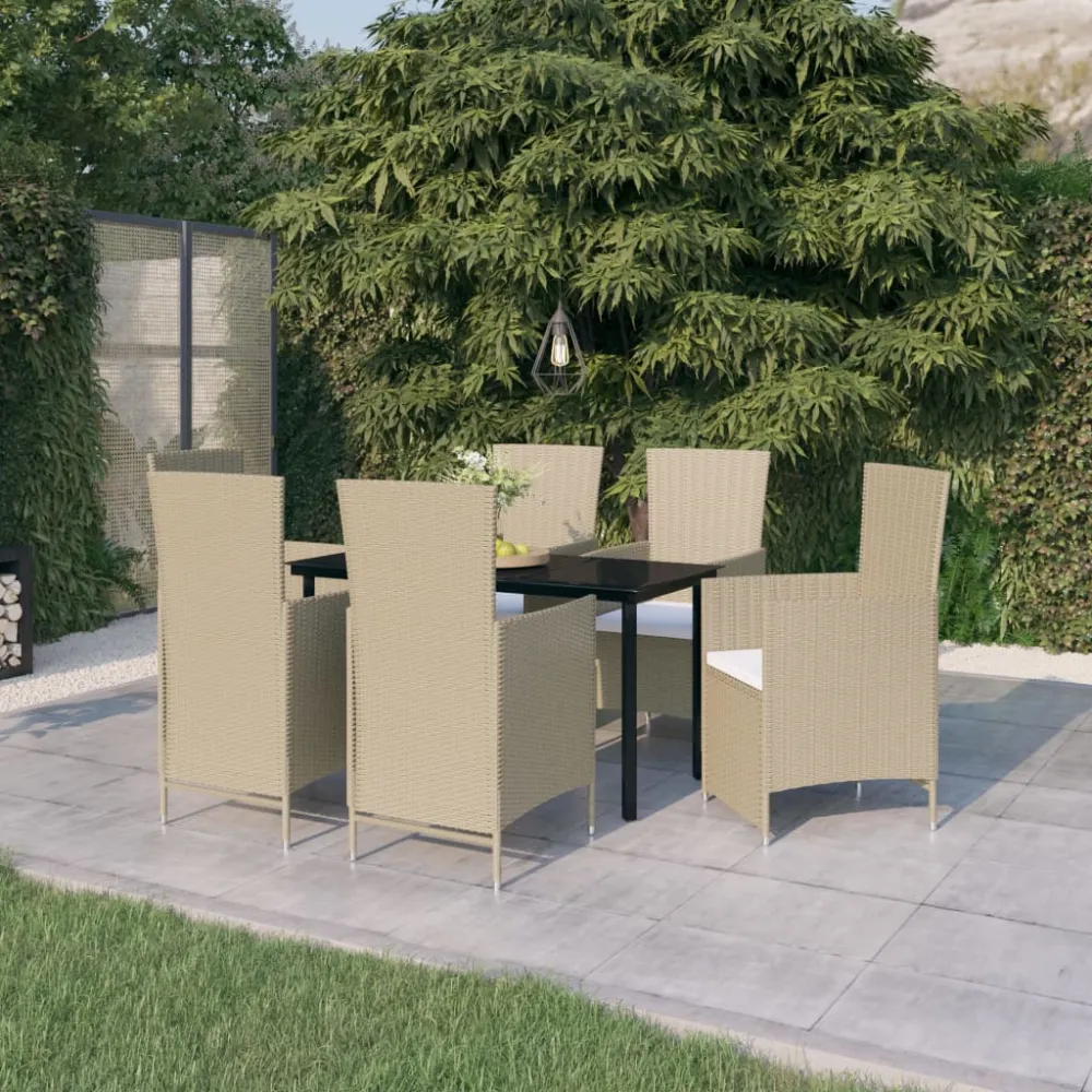 7-delige Tuinset met kussens beige vidaXL