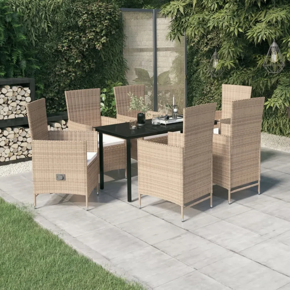 7-delige Tuinset met kussens beige vidaXL