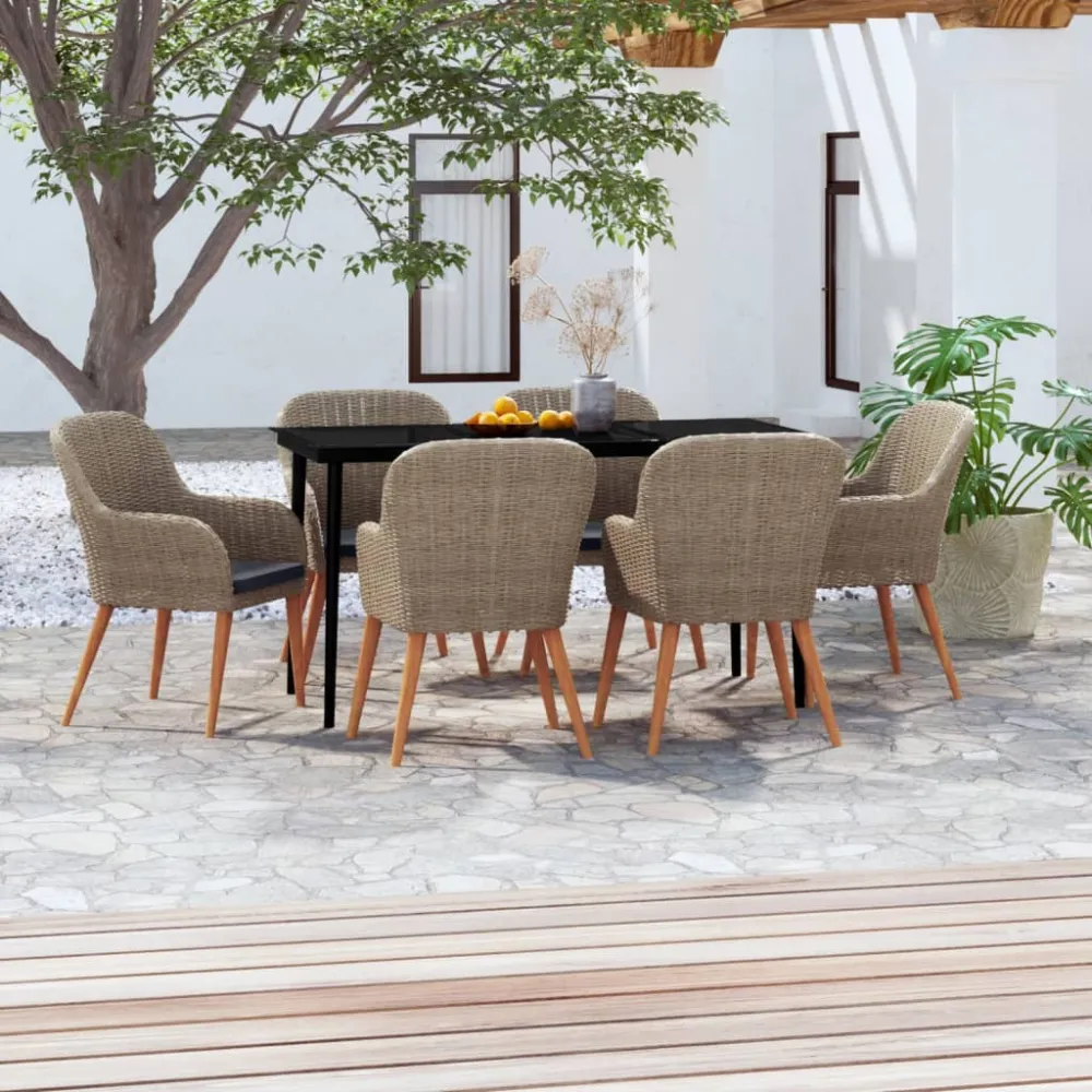 7-delige Tuinset met kussens bruin vidaXL