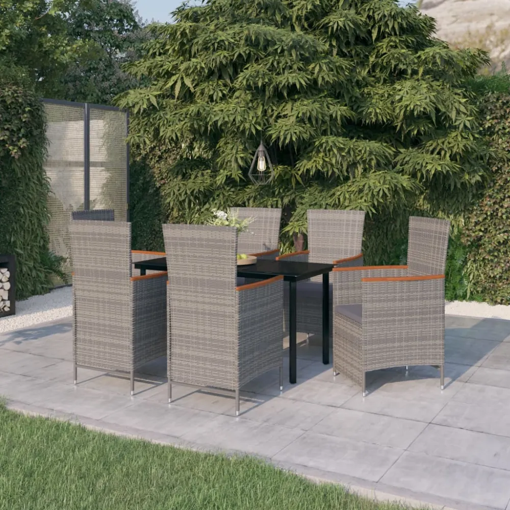 7-delige Tuinset met kussens grijs vidaXL