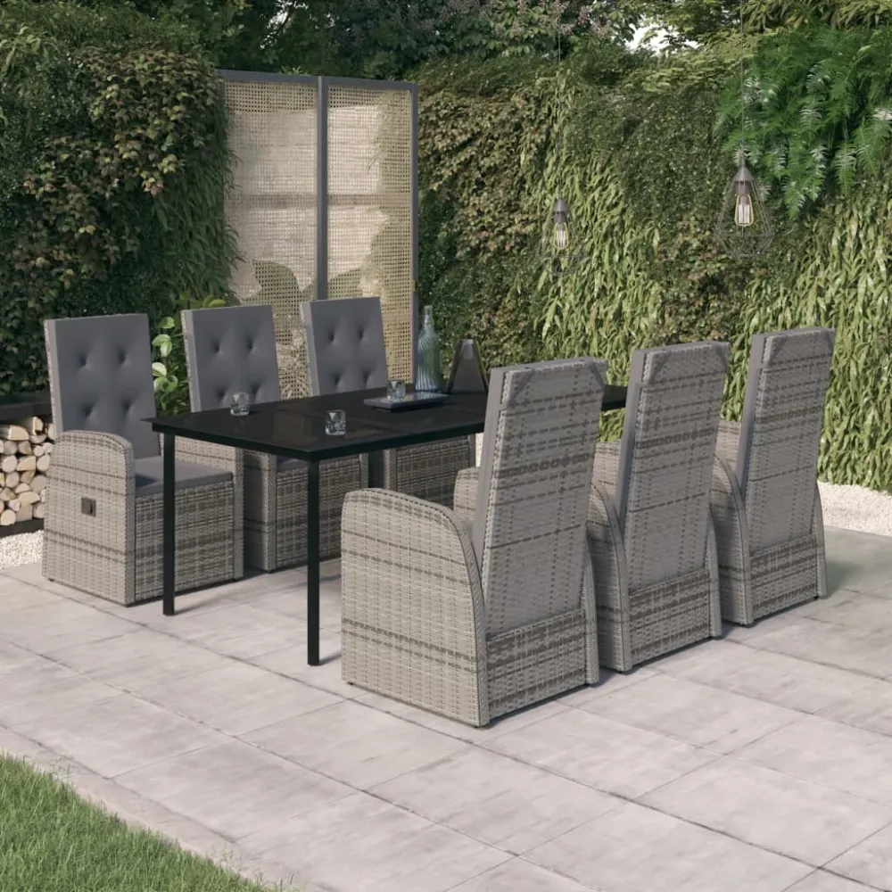 7-delige Tuinset met kussens grijs vidaXL