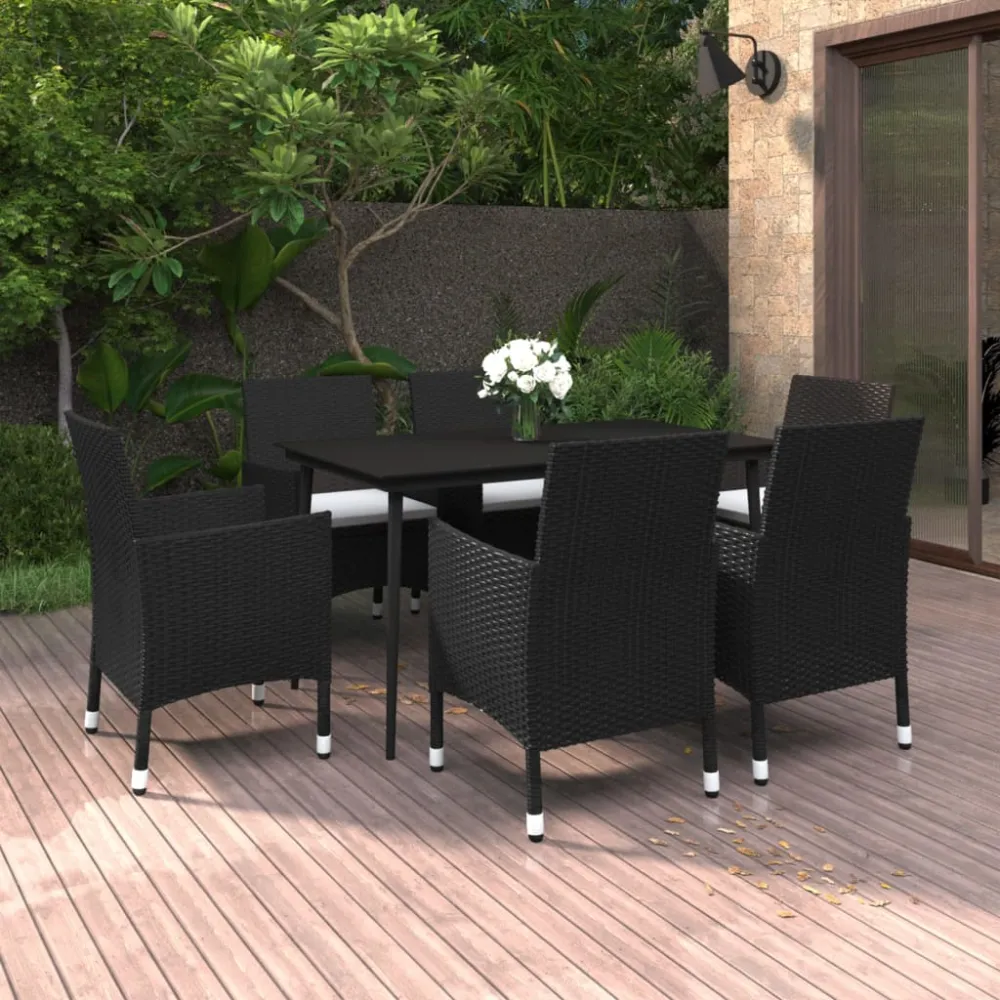 7-delige Tuinset met kussens poly rattan en glas vidaXL