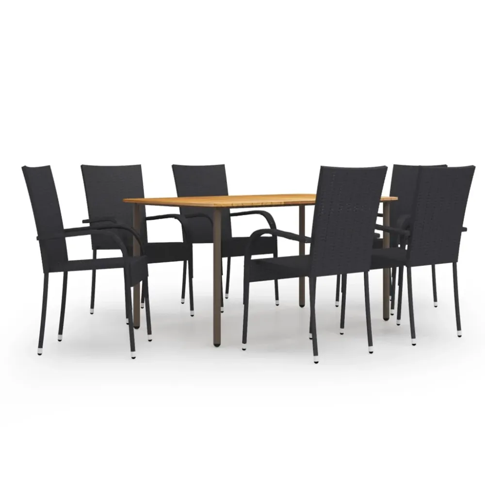 7-delige Tuinset poly rattan zwart vidaXL