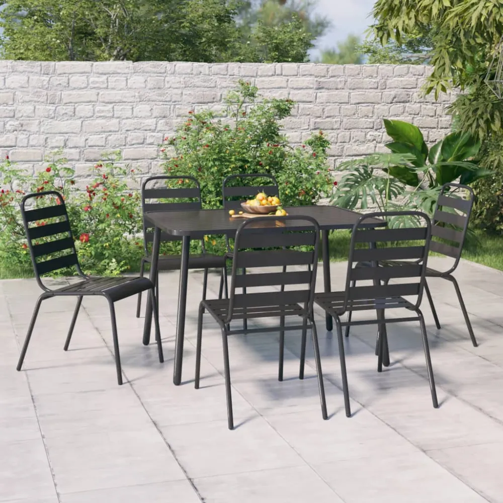 7-delige Tuinset staal antracietkleurig vidaXL