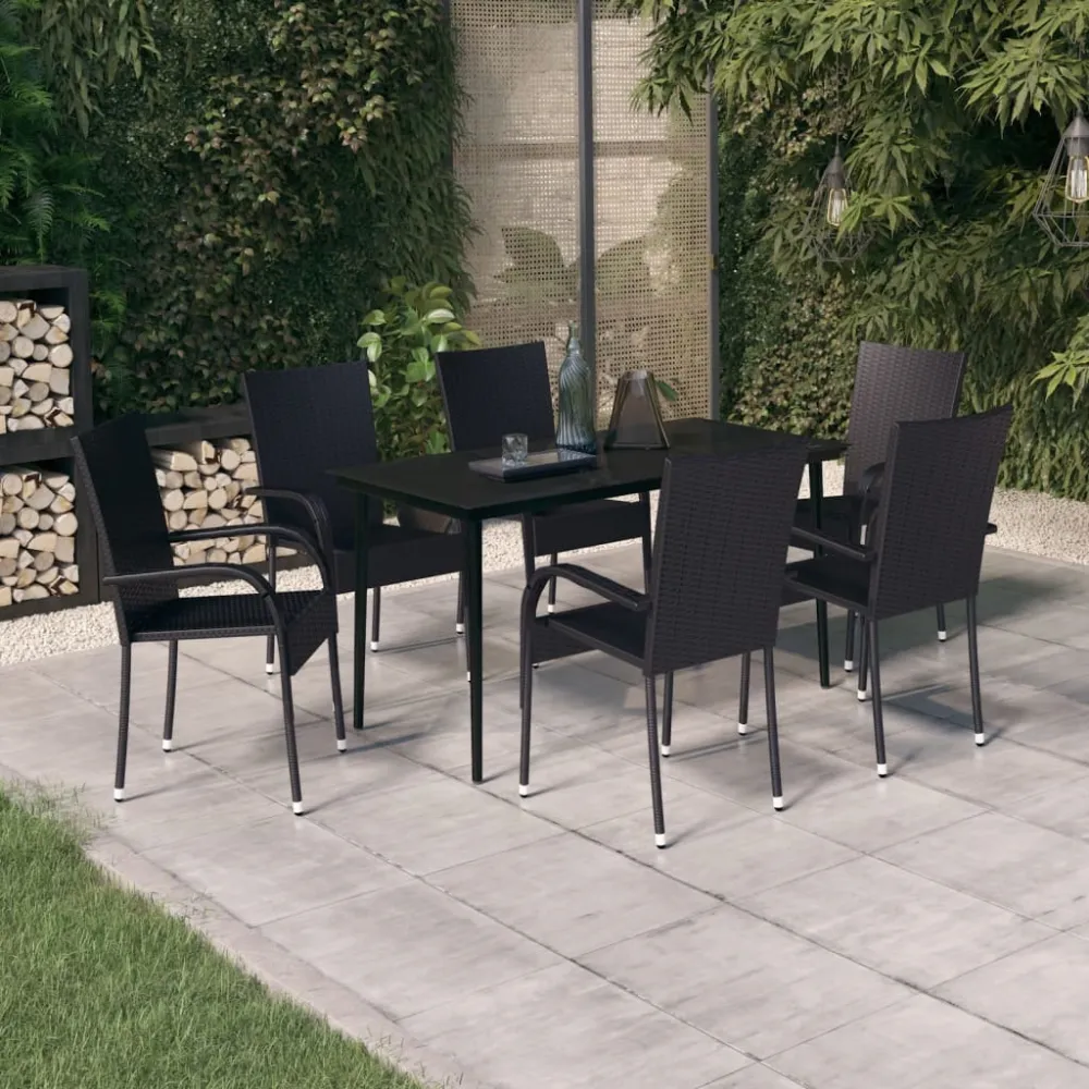 7-delige Tuinset zwart vidaXL