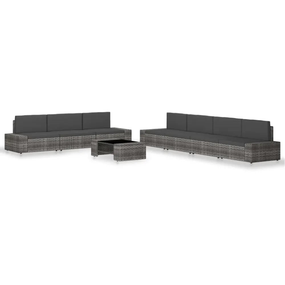 8-delige Loungeset poly rattan grijs vidaXL