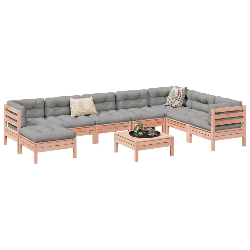 9-delige Loungeset met kussens massief douglas vurenhout vidaXL