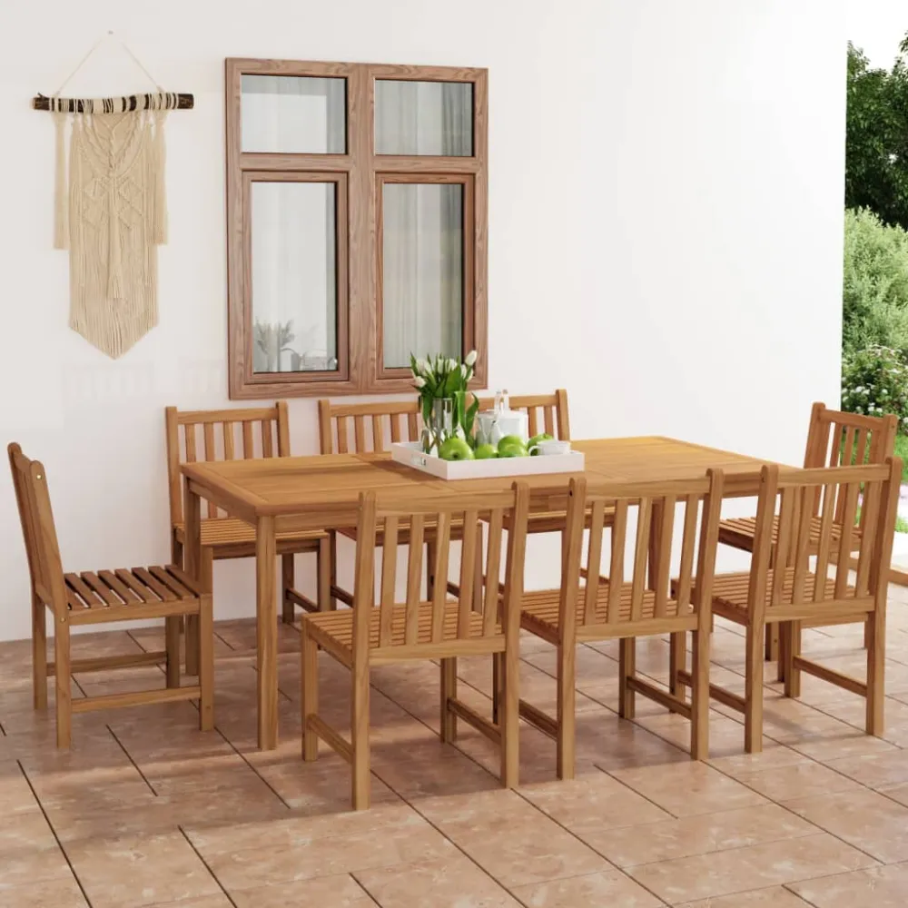 9-delige tuinset 200x100 cm massief teakhout vidaXL