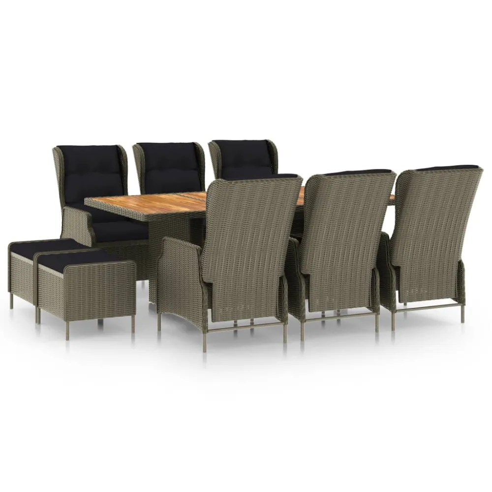 9-delige Tuinset met kussens poly rattan bruin vidaXL