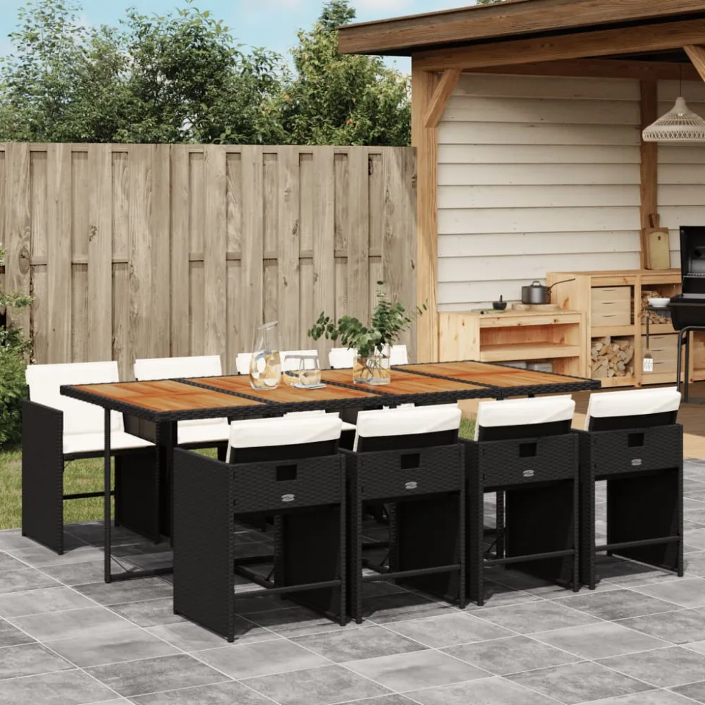 9-delige Tuinset poly rattan zwart vidaXL