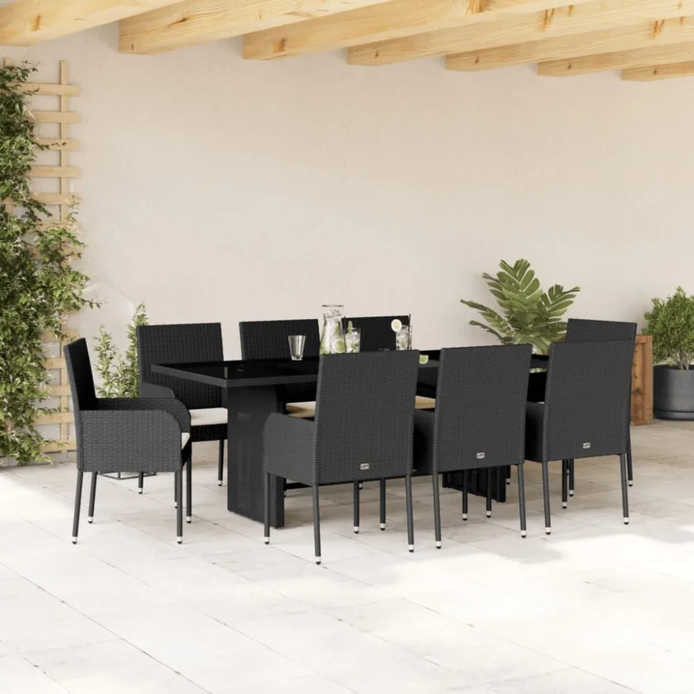 9-delige Tuinset poly rattan zwart vidaXL
