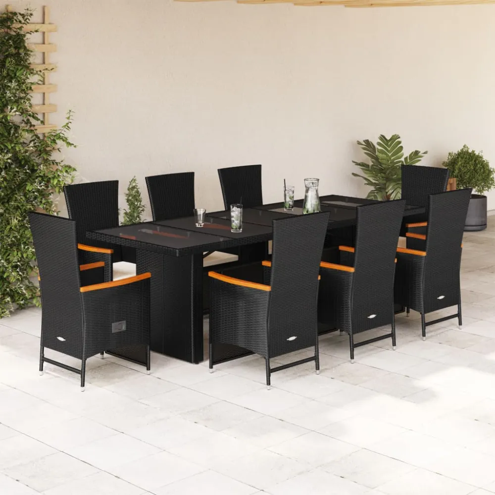 9-delige Tuinset poly rattan zwart vidaXL
