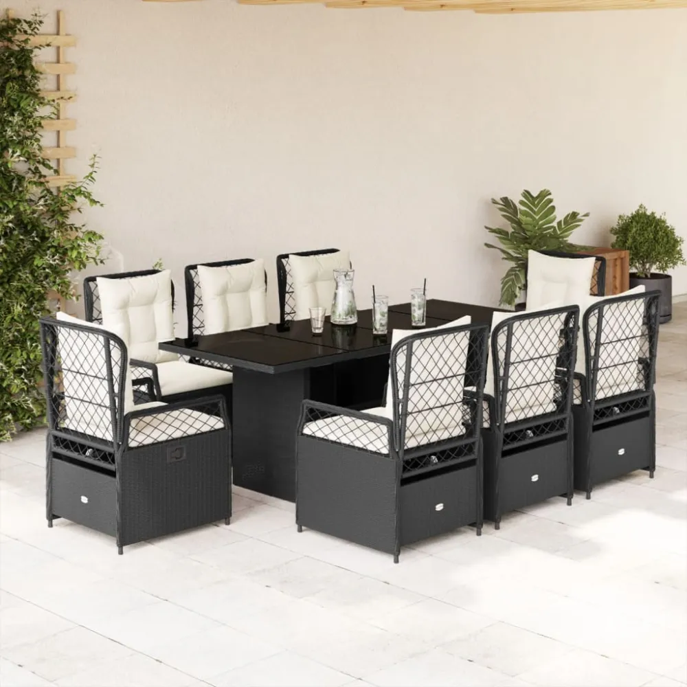 9-delige Tuinset poly rattan zwart vidaXL
