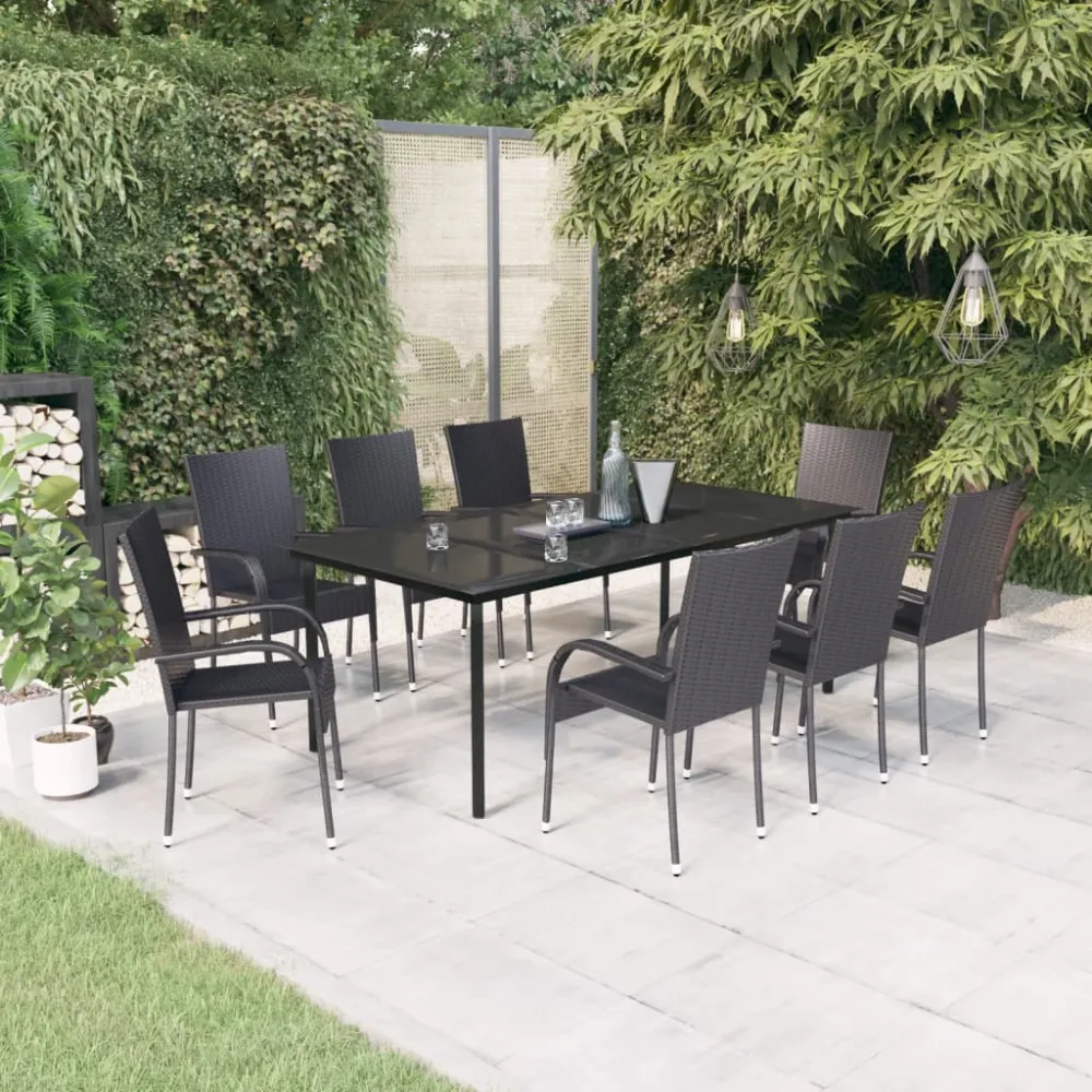 9-delige Tuinset zwart vidaXL