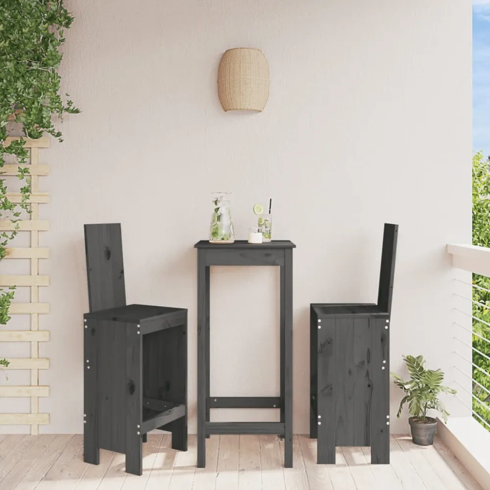 Barkrukken 2 st 40x42x120 cm massief grenenhout grijs vidaXL