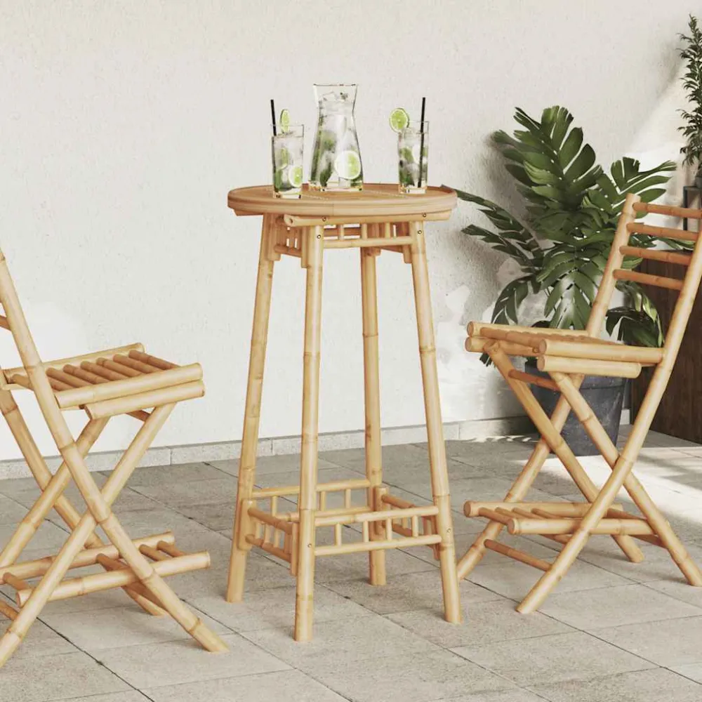 Bartafel voor buiten Rond Ø55x100 cm bamboe vidaXL
