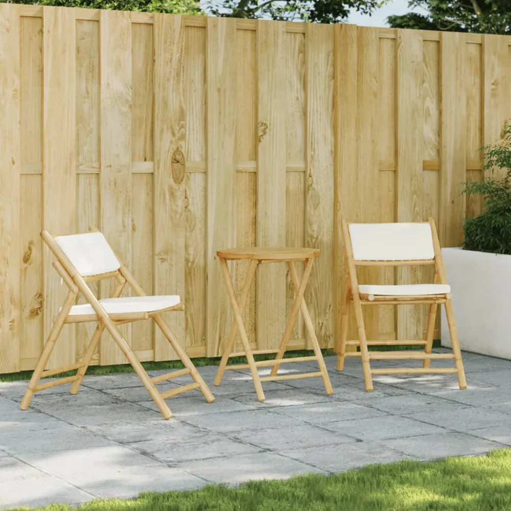 Bistrostoelen 2 st inklapbaar met kussens bamboe crèmewit vidaXL