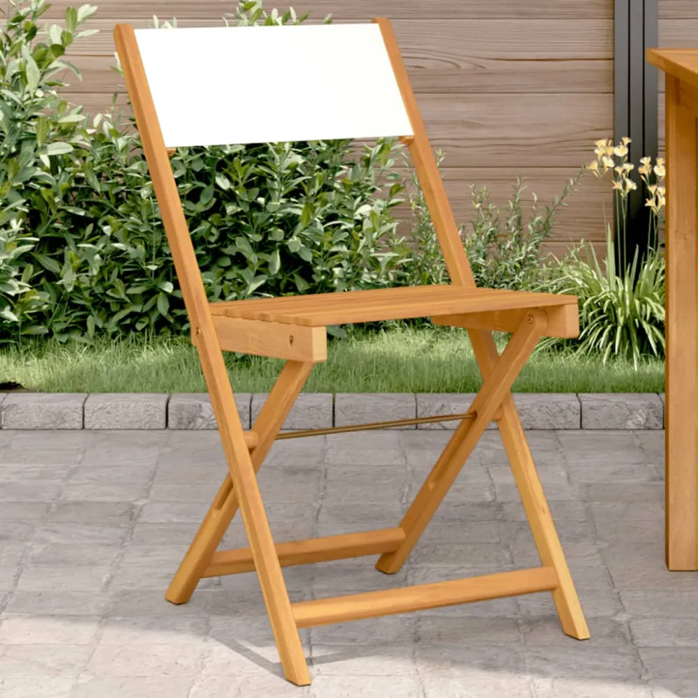 Bistrostoelen 2 st massief acaciahout en stof crèmewit vidaXL