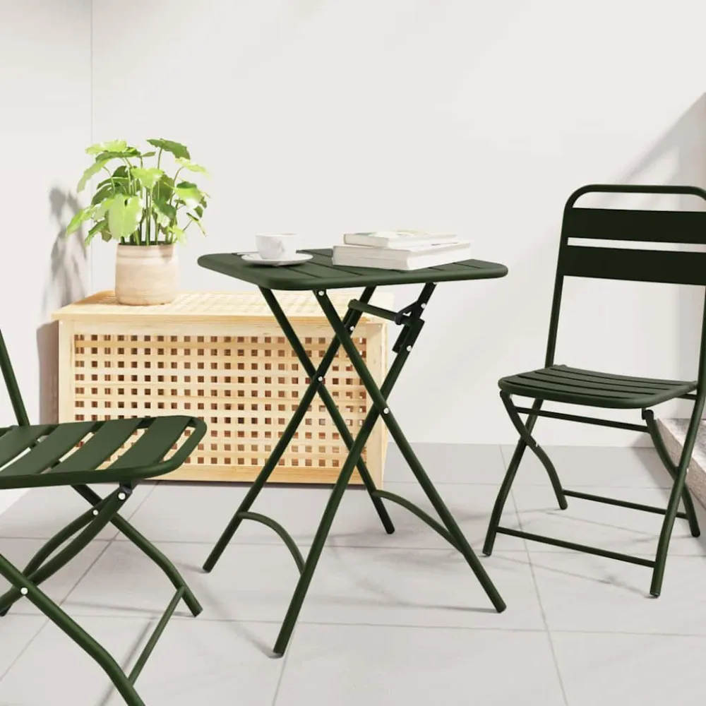 Bistrotafel Donkergroen 55 x 55 x 72,5 cm Poedercoating staal vidaXL