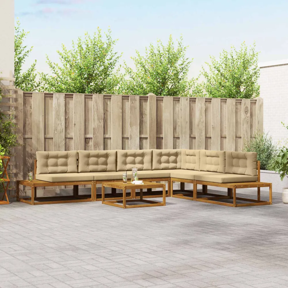 Buiten bankenset Natuurlijk en Beige vidaXL