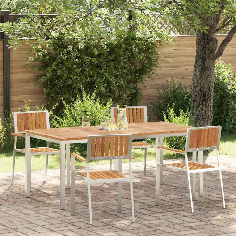 Buiten eettafelset 5 pcs Bruin Massief Acaciahout vidaXL