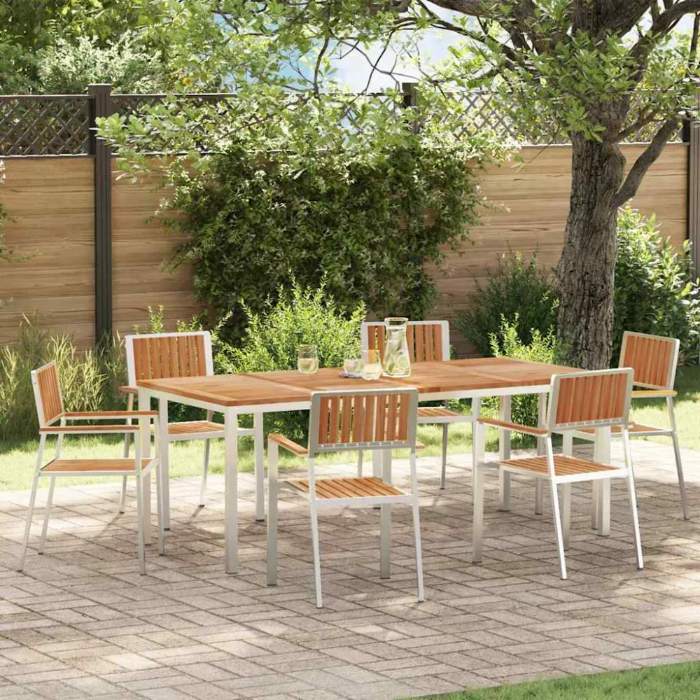 Buiten eettafelset 7 pcs Bruin Massief Teakhout vidaXL