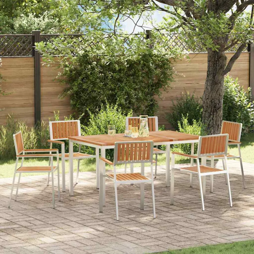 Buiten eettafelset 7 pcs Bruin Massief Teakhout vidaXL