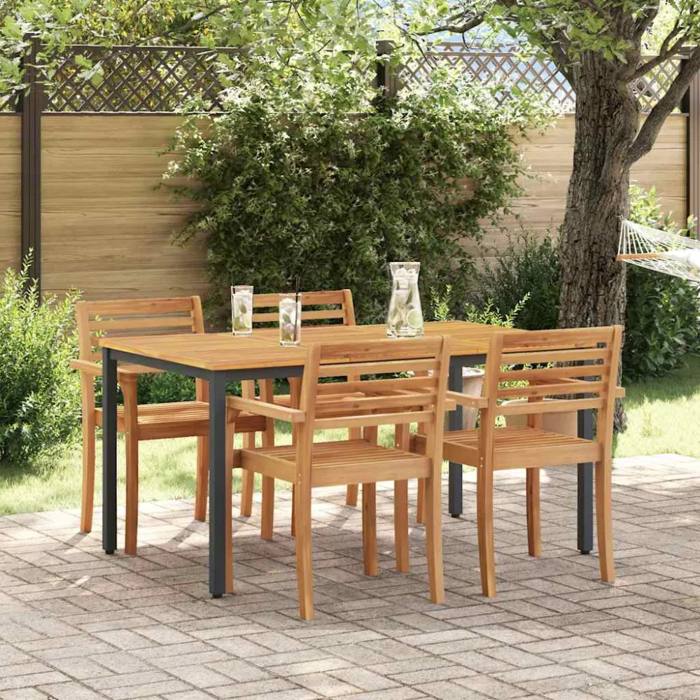 Buiten Tafel Natuurlijk en Zwart 150 x 90 x 75 cm vidaXL