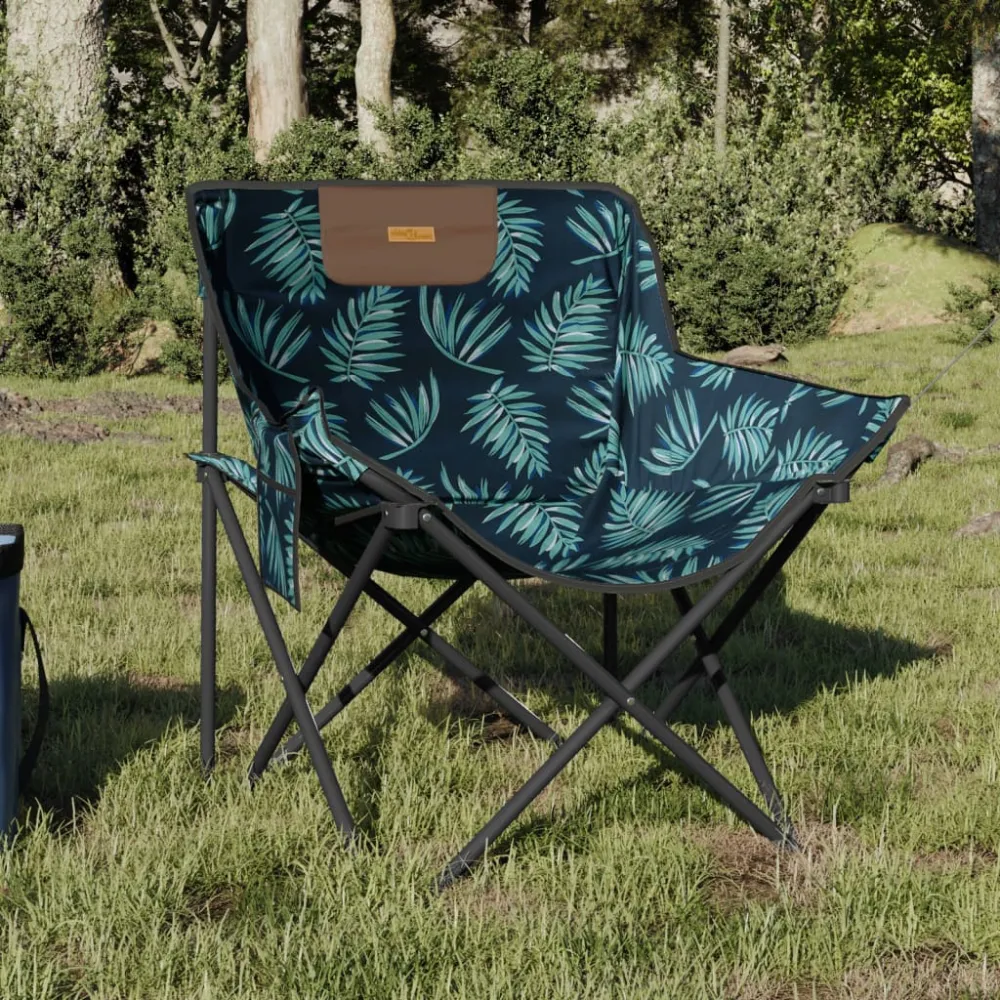 Campingstoelen 2 st met vakje inklapbaar bladprint vidaXL