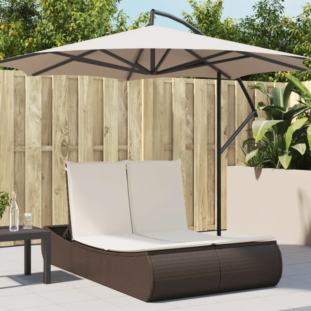Ligbed 2-persoons met kussens poly rattan bruin vidaXL