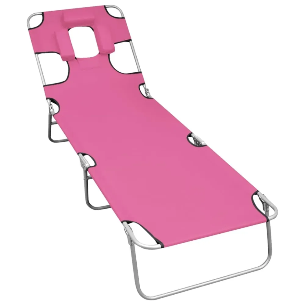 Ligbed inklapbaar met hoofdkussen staal magenta vidaXL