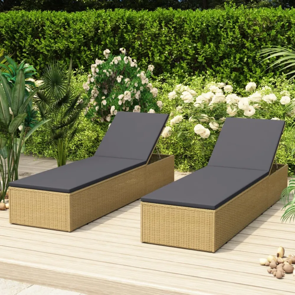 Ligbed poly rattan bruin en donkergrijs vidaXL