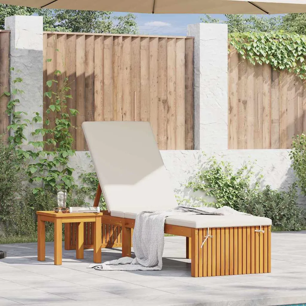 Ligstoel Olie naturel 200 x 55 x 94 cm Massief acaciahout vidaXL
