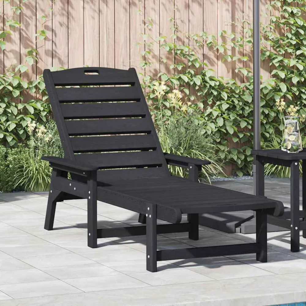 Ligstoel Zwart 195,5 x 53 x 98,5 cm HDPE vidaXL