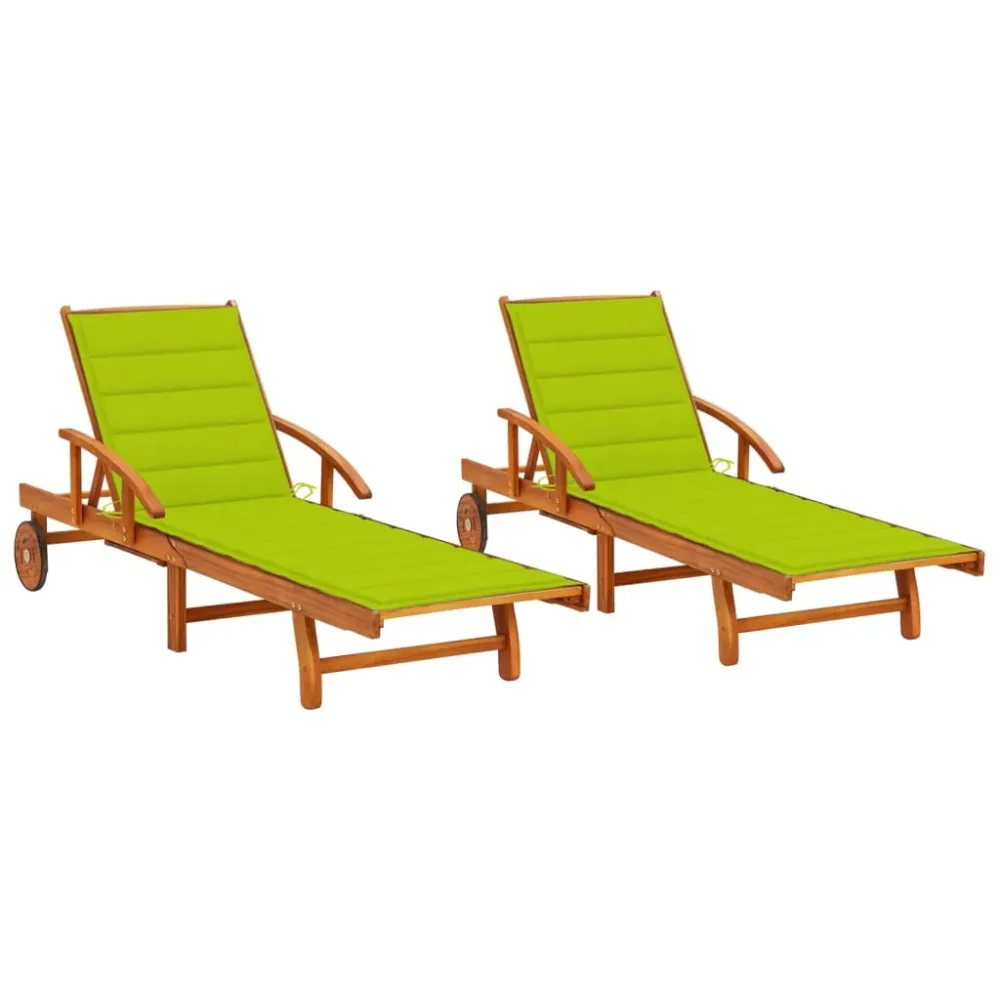 Ligstoelen 2 st met kussens massief acaciahout vidaXL