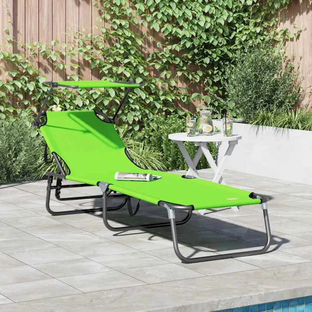 Opvouwbare zonnebed Groen 190 x 57 x 81 cm oxford vidaXL