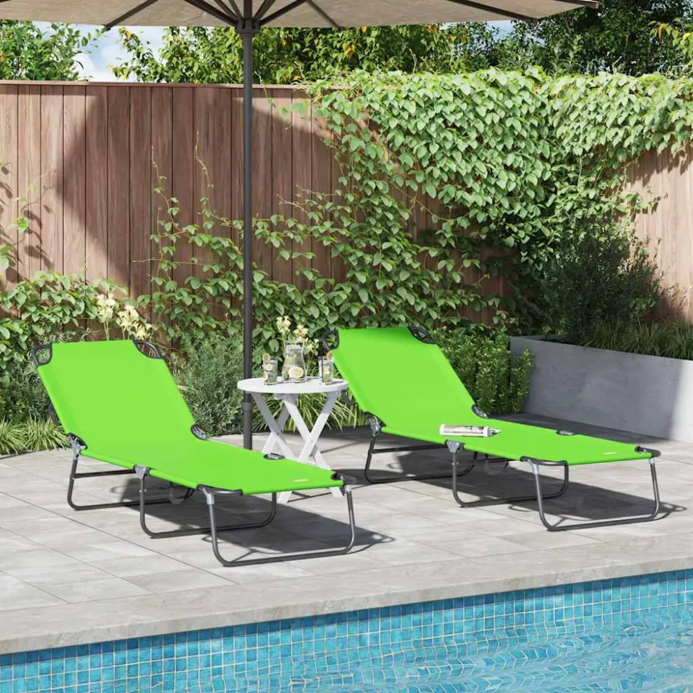 Opvouwbare zonnebed 2 pcs Groen 188 x 57 x 86,5 cm Polyester vidaXL