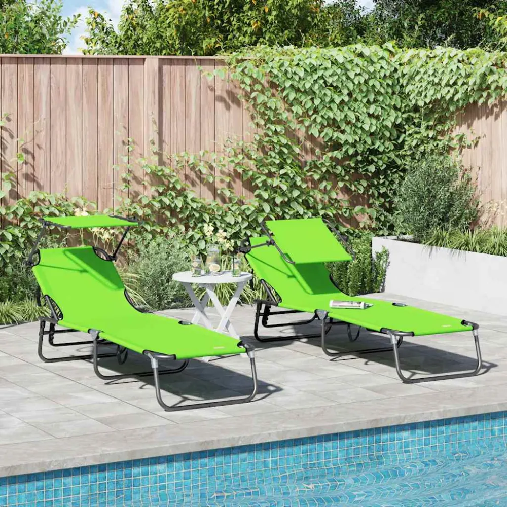 Opvouwbare zonnebed 2 pcs Groen 190 x 57 x 81 cm oxford vidaXL