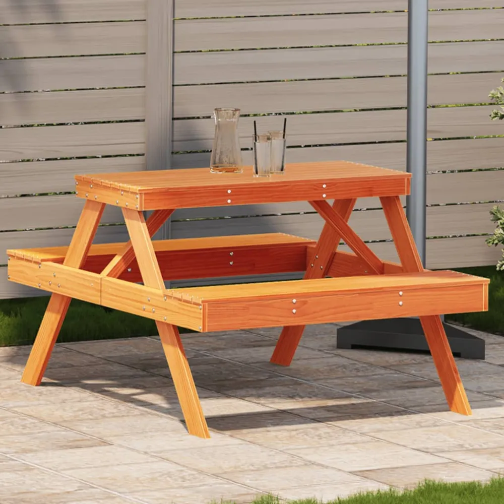Picknicktafel 105x134x75 cm massief grenenhout wasbruin vidaXL