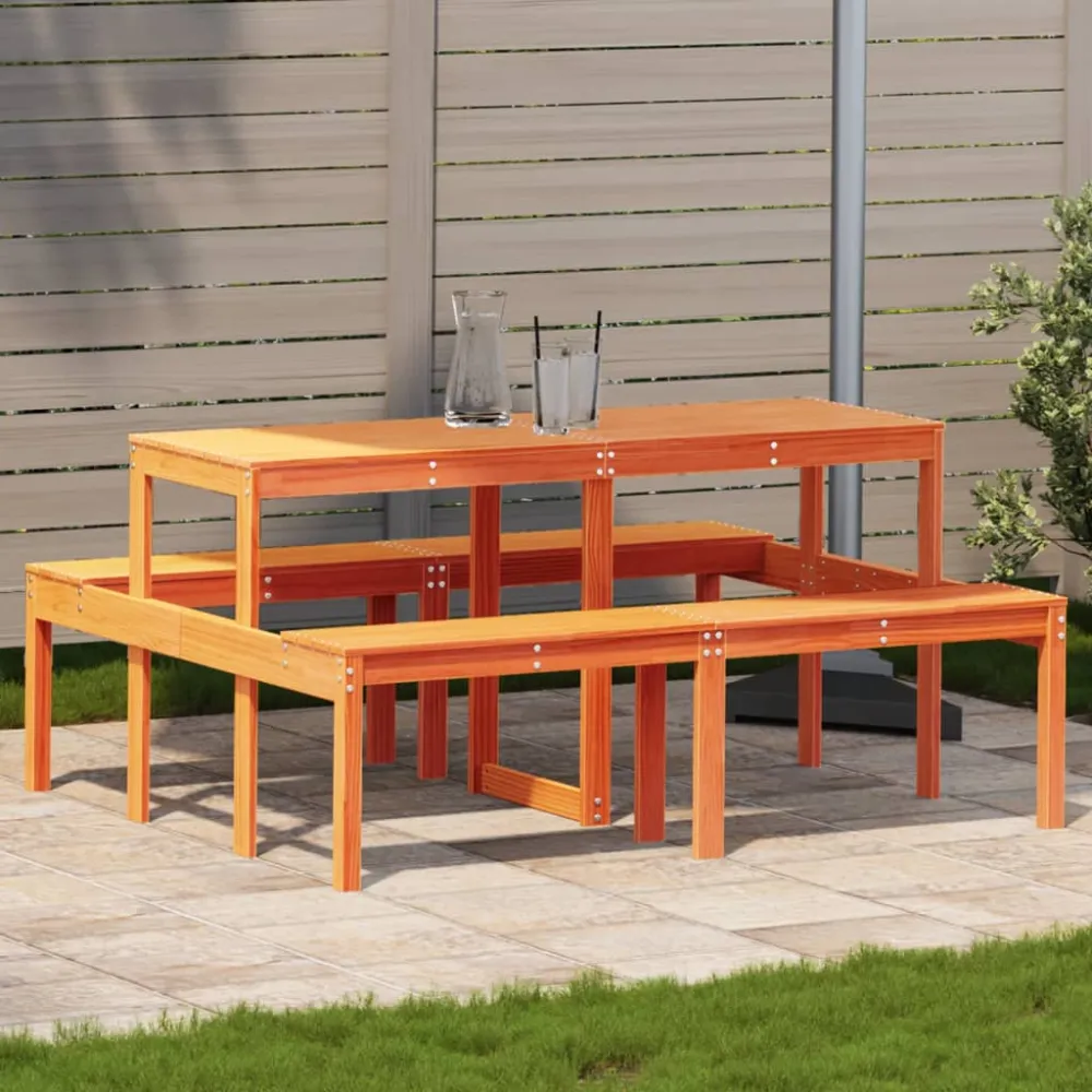 Picknicktafel 160x134x75 cm massief grenenhout wasbruin vidaXL