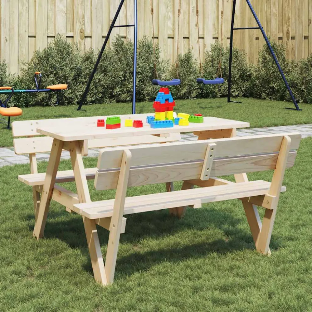 Picknicktafel voor 4 kinderen met parasolgat massief vurenhout vidaXL