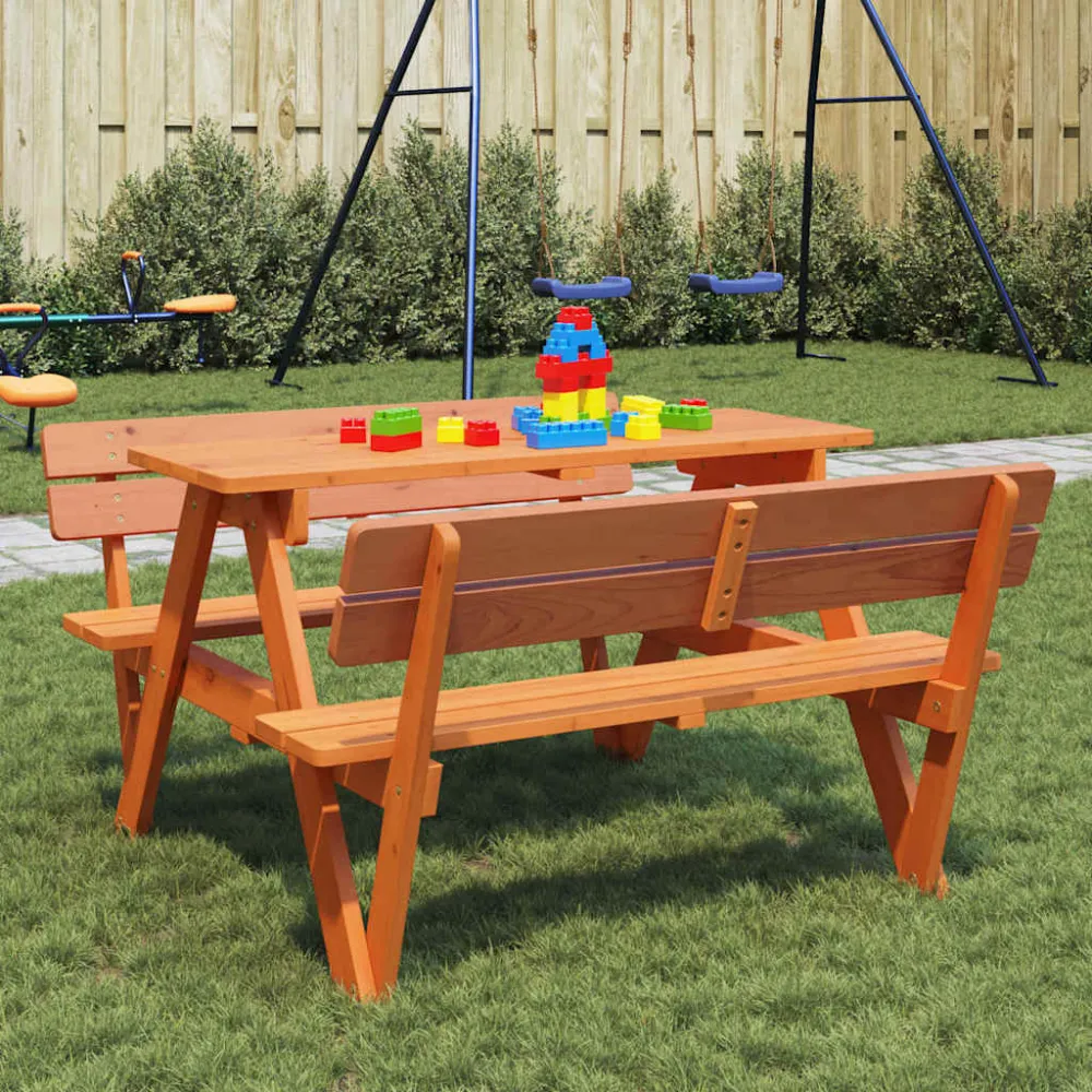 Picknicktafel voor 4 kinderen met parasolgat massief vurenhout vidaXL