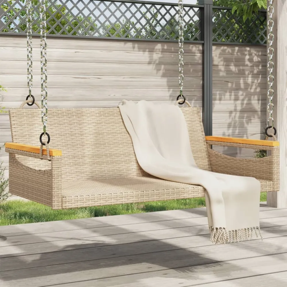 Schommelbank 109x62x40 cm poly rattan beige vidaXL